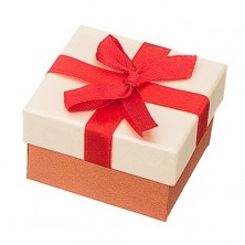 Darčeková krabička na šperk - brondzovo-béžová s červenou stuhou