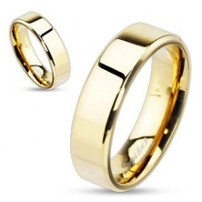 Oceľový prsteň v zlatej farbe s viac skosenými okrajmi, 6 mm