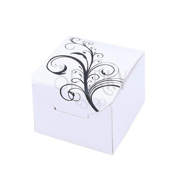 Biela papierová darčeková krabička s prírodným motívom 