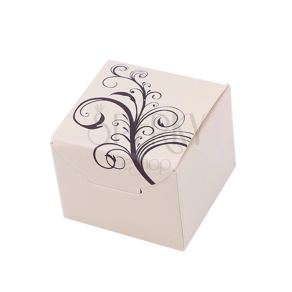 Béžová papierová krabička na šperk s prírodným motívom 