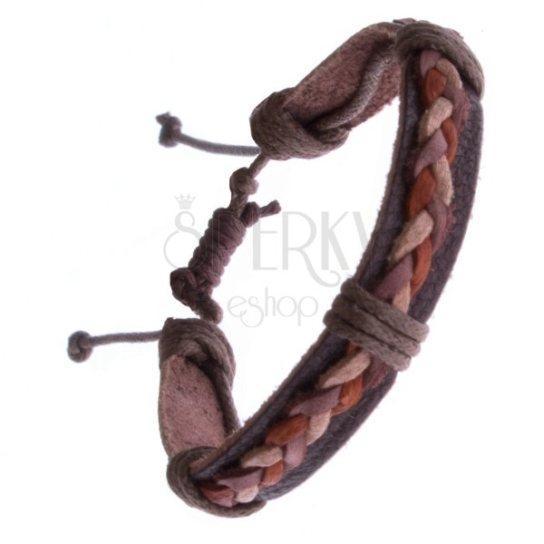 Hnedý kožený náramok – pletenec z troch šnúrok