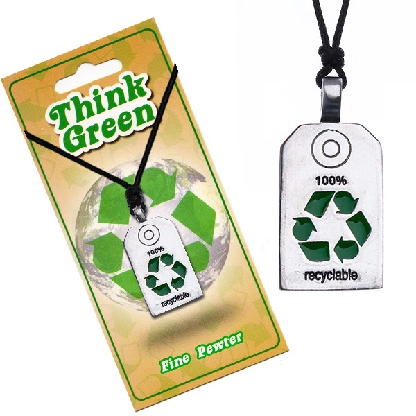 E-shop Šperky Eshop - EKO náhrdelník - lesklá známka so symbolom recyklácie S5.17