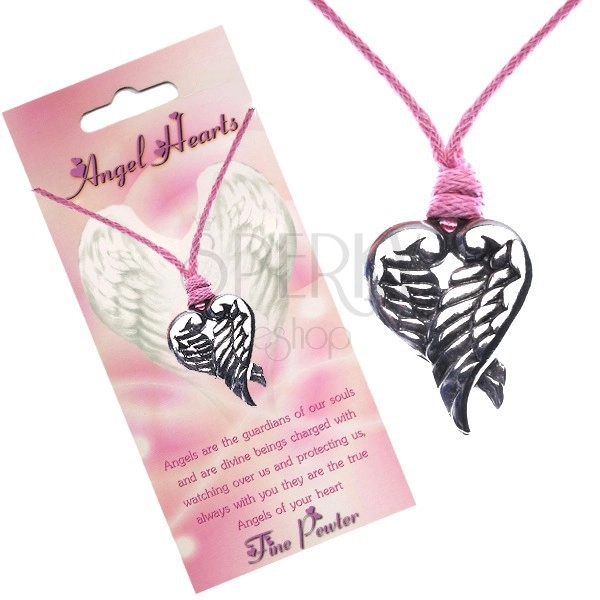 Ružový náhrdelník - prívesok srdca z prekrížených krídiel