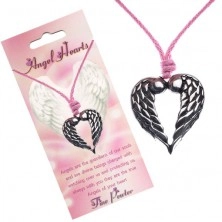 Šnúrkový náhrdelník, prívesok srdca s dotýkajúcimi sa krídlami