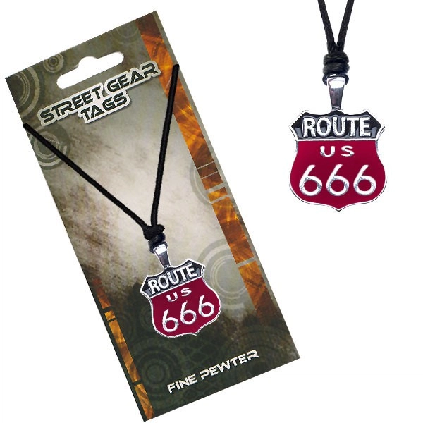 E-shop Šperky Eshop - Čierno-červený náhrdelník na šnúrke, značka Route 666 S4.15