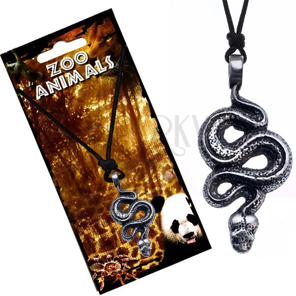 Šnúrkový náhrdelník s príveskom zvlneného hada