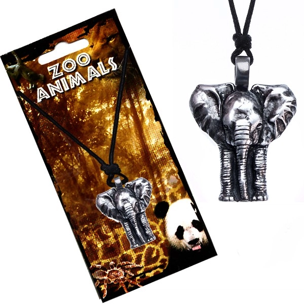 E-shop Šperky Eshop - Náhrdelník na šnúrke, patinovaný prívesok slona S1.8