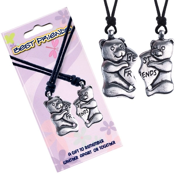 E-shop Šperky Eshop - BEST FRIENDS šnúrkové náhrdelníky, mackovia, srdce AA46.14