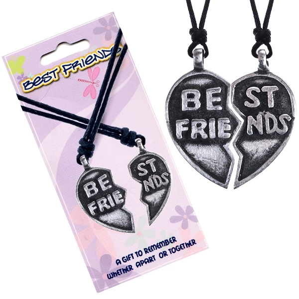 E-shop Šperky Eshop - Náhrdelníky BEST FRIENDS – rozpolené srdce, text "Best Friends" AA46.13
