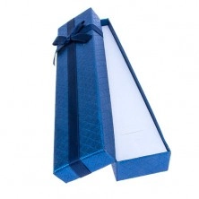 Modrá krabička na náramok so štvorčekovým vzorom, mašľa
