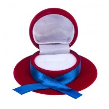 Zamatová krabička na prsteň alebo náušnice - červený klobúk