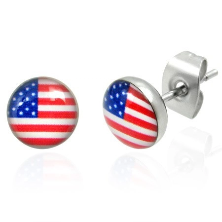 Šperky Eshop - Oceľové náušnice - americká vlajka AA47.16