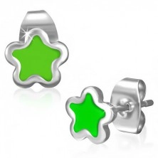 Oceľové puzetky - drobná hviezdička so zelenou glazúrou 
