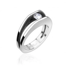 Oceľový prsteň s 5 mm zirkónom