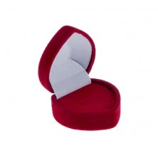 Červená krabička na prsteň - zamatové bodkované srdce