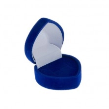 Modrá zamatová krabička na prsteň - malé srdce s lemom