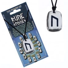 Šnúrkový náhrdelník - kovový prívesok, tabuľka, runa Uruz