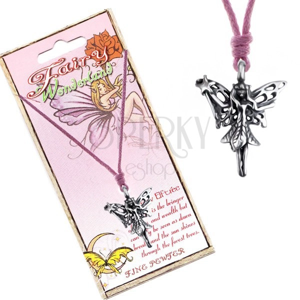 Šnúrkový náhrdelník - prívesok lesnej víly s čarovnou paličkou