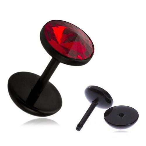 E-shop Šperky Eshop - Fake plug do ucha - akrylový, brúsený zirkón červenej farby PC31.20