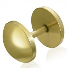 Okrúhly fake plug z ocele - zlatá farba, anodizovaný povrch