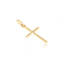 Zlatý 14K prívesok - drobný lesklý krížik s gravírovaným X