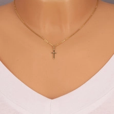 Zlatý prívesok 585 - malý lesklý kríž s gravírovaným X