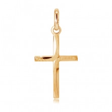 Prívesok zo zlata 14K - kríž so sploštenými cípmi a matnými oblúkmi