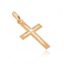 Prívesok zo zlata 14K - latinský trblietavý krížik s úzkym zárezom