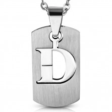 Prívesok z chirurgickej ocele, známka, lesklé písmeno "D"
