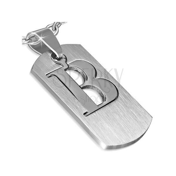 Prívesok z ocele - dvojdielna tabuľka s písmenom "B"