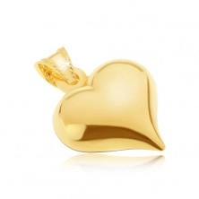 Zlatý prívesok 585 - plastické pravidelné srdce, lesklý vypuklý povrch