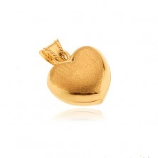 Matný prívesok zo zlata 14K - priestorové pravidelné srdce