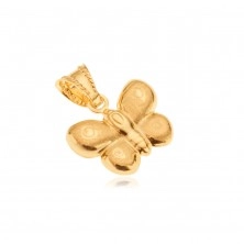 Prívesok zo zlata 14K, trojrozmerný motýľ, lesklý povrch