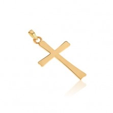 Zlatý 14K prívesok - plochý zrkadlovolesklý latinský kríž, hladký 