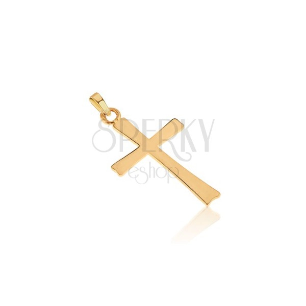 Zlatý 14K prívesok - plochý zrkadlovolesklý latinský kríž, hladký 
