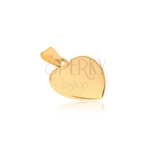 Ligotavý zlatý prívesok 585 - mierne vypuklé pravidelné srdiečko