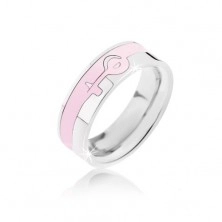 Prsteň strieborno-ružovej farby z ocele - ženský symbol