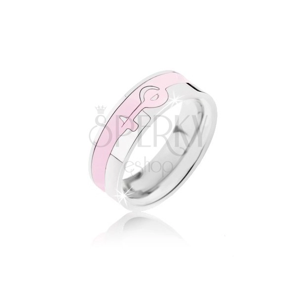 Prsteň strieborno-ružovej farby z ocele - ženský symbol