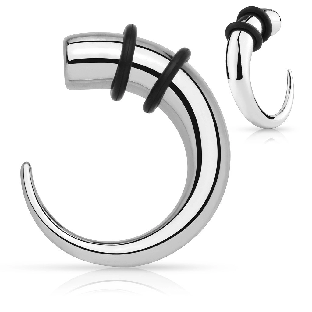 Expader z chirurgickej ocele - hák striebornej farby s čiernymi gumičkami - Hrúbka piercingu: 1,6 mm