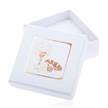 Biela krabička na šperk - motív 1. svätého prijímania zlatej farby