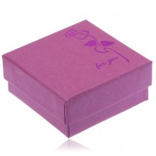 Fialovo-ružová krabička na náušnice, lesklá cyklaménová ruža