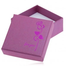 Fialovo-ružová krabička na náušnice, lesklá cyklaménová ruža