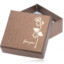 Hnedá lesklá darčeková krabička, ruža, "For you"
