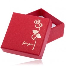 Lesklá červená darčeková krabička, zlatá ruža, nápis "for you"