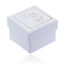 Biela darčeková krabička s vrúbkovaným povrchom, motív krstu