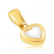 Zlatý prívesok 585 - dvojfarebné pravidelné srdce, lesklý zaoblený povrch