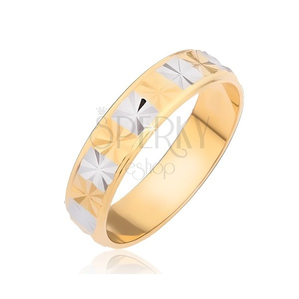 Lesklý prsteň - obdĺžniky s diamantovým rezom