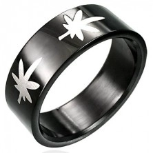 Čierny prsteň s marihuanou