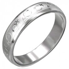 Oceľový prsteň znak muža a ženy