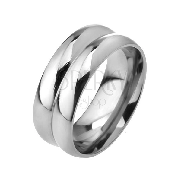 Prsteň z ocele 316L, efekt dvoch obrúčok, 8 mm